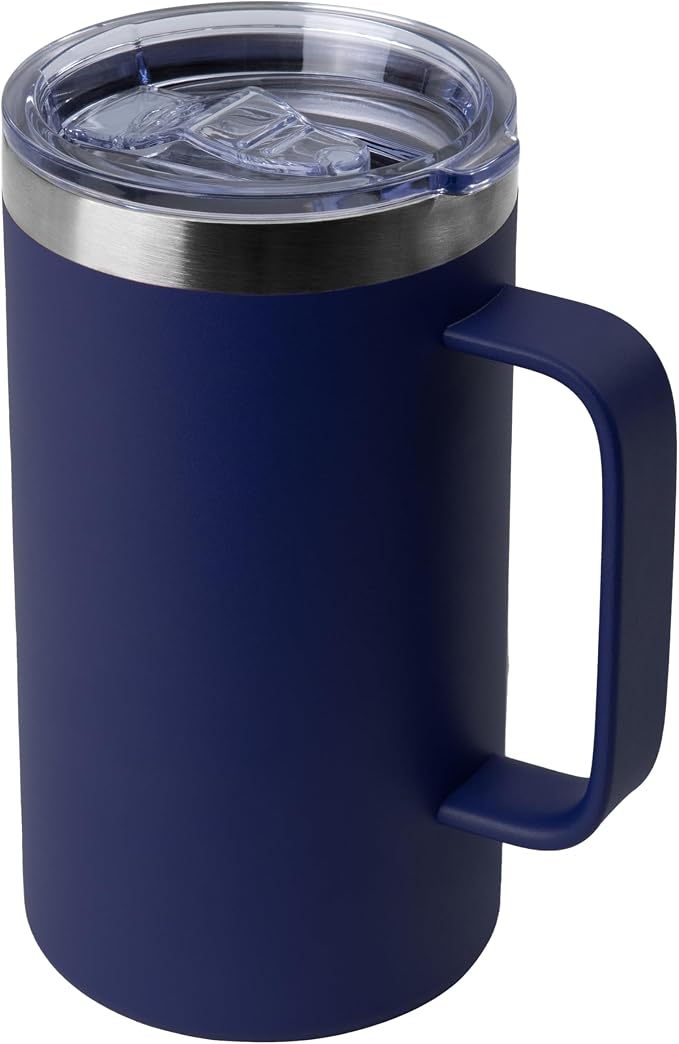 DOMICARE 24oz Mug with Handle and Lid, Stainless Steel Coffee Mug, Reusable Insulated Cup, Travel Mug with Handle, Double Wall Vacuum Coffee Tumbler for Men and Women, Navy, Pack 1 by VisittheDOMICARE