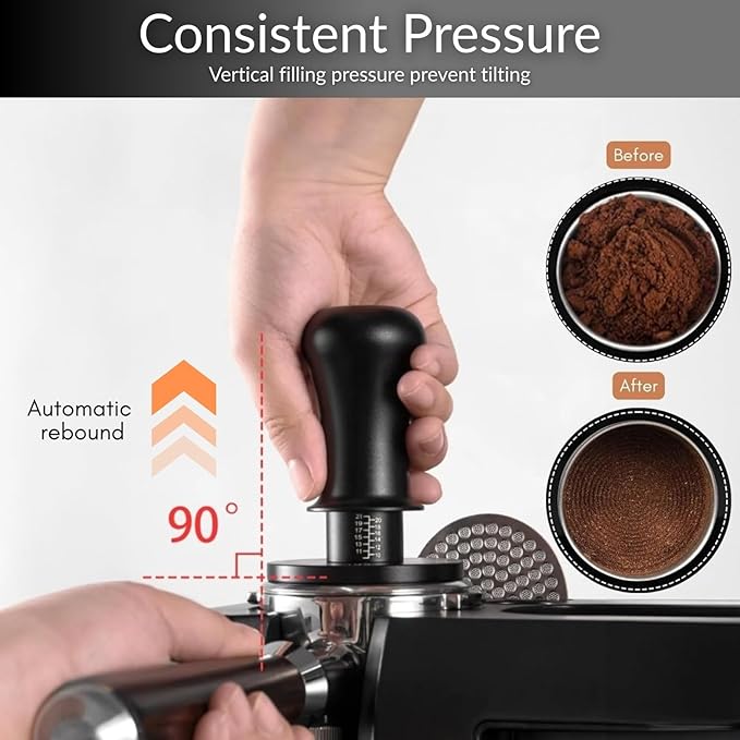 BARTEQ 53.3mm Espresso Tamper – Calibrated Dual Spring Coffee Tamper with WDT Tool & Funnel – Fits 53mm-54mm Portafilters