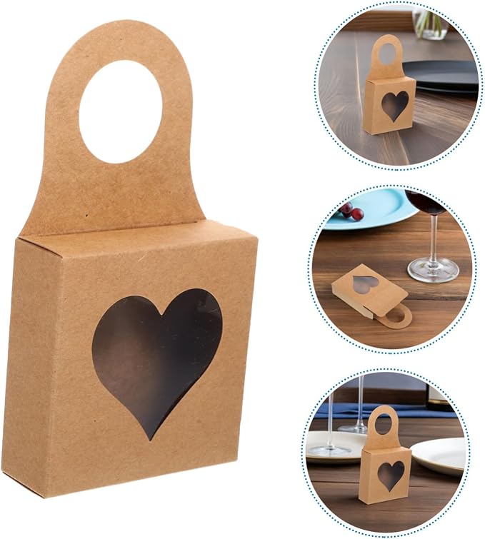 TEHAUX 30pcs Kraft Paper Hanging Wine Boxes with Window, Decorative Candy and Cookie Packaging Boxes for Wrapping, Suitable for Party and Holiday Presentations - Image 9