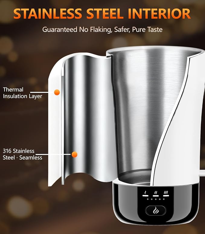 Self-Heating Coffee Mug, 14oz Heated Coffee Mug - Rechargeable Temperature Control Coffee Mug Keep Coffee Hot, Smart Mug Great Gift for Coffee Lovers & Slow Sippers - Image 5