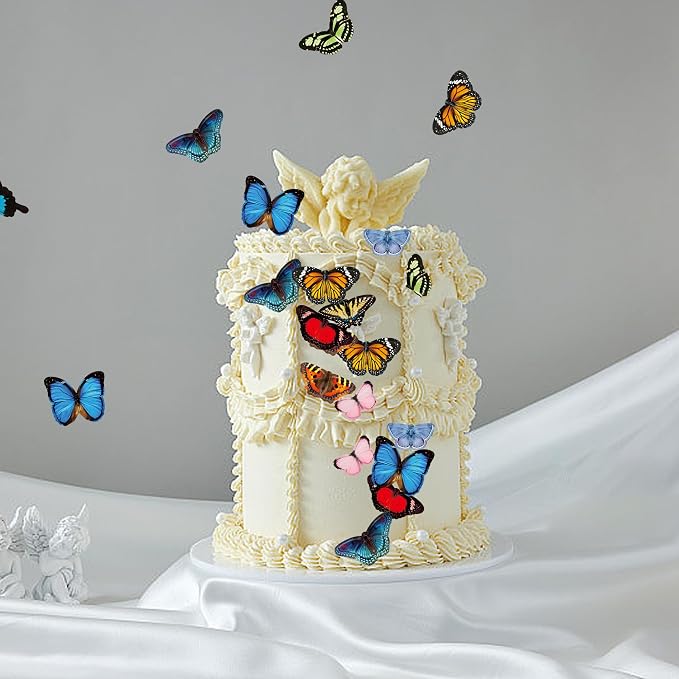 60Pcs Edible Butterfly Cake Topper Cupcake Wafer Paper Wedding Themed Party Kids Wedding Girl Women Party Birthday Cake Decoration Supplies - Image 5