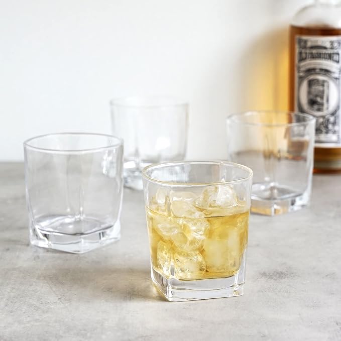 TRUE Square Rocks Glass, Old Fashioned Whiskey Glasses, Superb Drinking Cups for Cocktail Party, Home Bar, Bartender Accessories, 10 oz,4 Count (Pack of 4) - Image 4