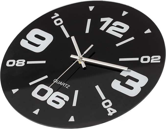 Clockswise Bulk Set of 10 PC 12" Black Decorative Unique Modern Round Glass Wall Clock, for Living Room, Kitchen, Dining or Bedroom, - Image 4