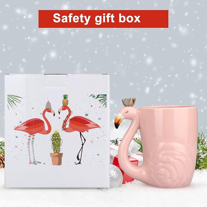 Cute Pink Flamingo Gifts for Women Coffee Mug Unique Ceramic Animal Cups | Novelty 16 oz Mugs Flamingo Decor Stuff for Mom Grandma Wife Her Funny Christmas Presents Xmas Girls Fancy Mothers Day Gift - Image 6