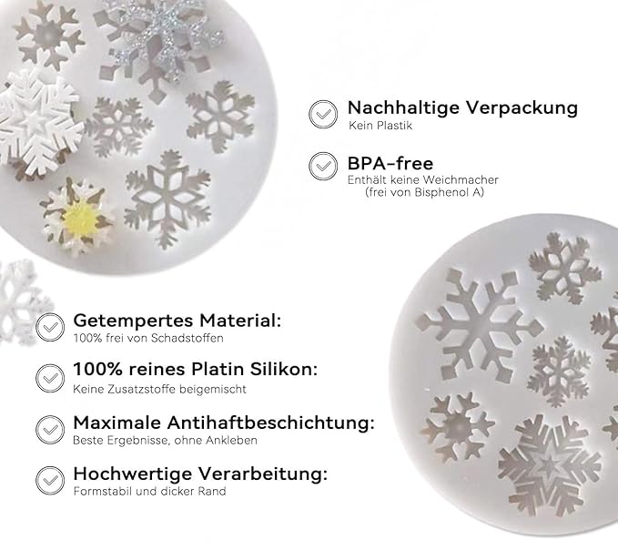 1 Pcs Christmas Chocolate Silicone Molds Snowflake Shape Non-Stick Round Baking Molds for Mini Cake Chocolate Fondant Pudding Jelly Mousse Muffin Top Dessert Making