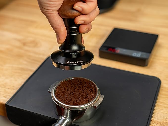 MiiCoffee Espresso Coffee Tamper 58.5mm, Level Coffee Tamper for 58mm Portafilter, Adjustable Depth Stainless Steel Flat Base