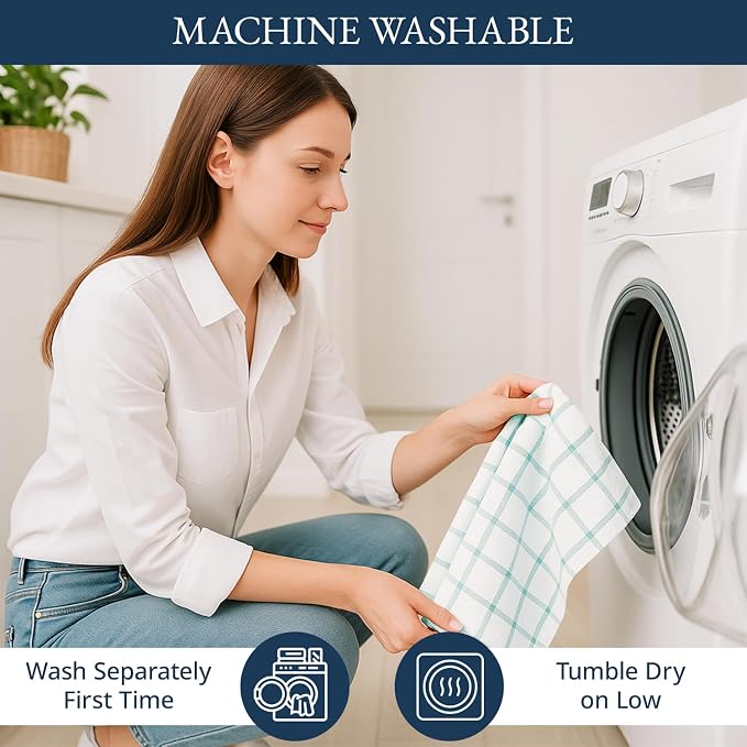 LANE LINEN Kitchen Towels & Dishcloths Set of 12-100% Cotton, Quick-Drying 18” x 28” Absorbent Dish & Tea Towels, Soft Hand Towels for Kitchen - Aqua - Image 9