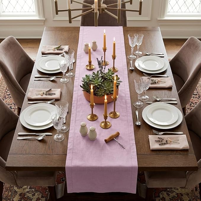 Urban Villa Table Runner Cotton Heavier Quality 14x72 Pink by CottonTrends