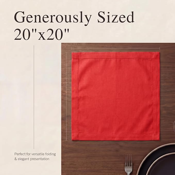Urban Villa Cloth Napkins Cotton 20x20 (Set of 12) Red - Image 6