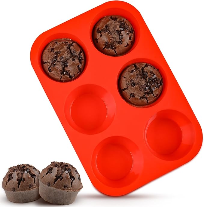 Jumbo Muffin Pan, 3.5 Inch Large Muffin Pan 6 Cup Silicone Jumbo Cupcake Tin for Baking Food Grade Silicone Non Stick