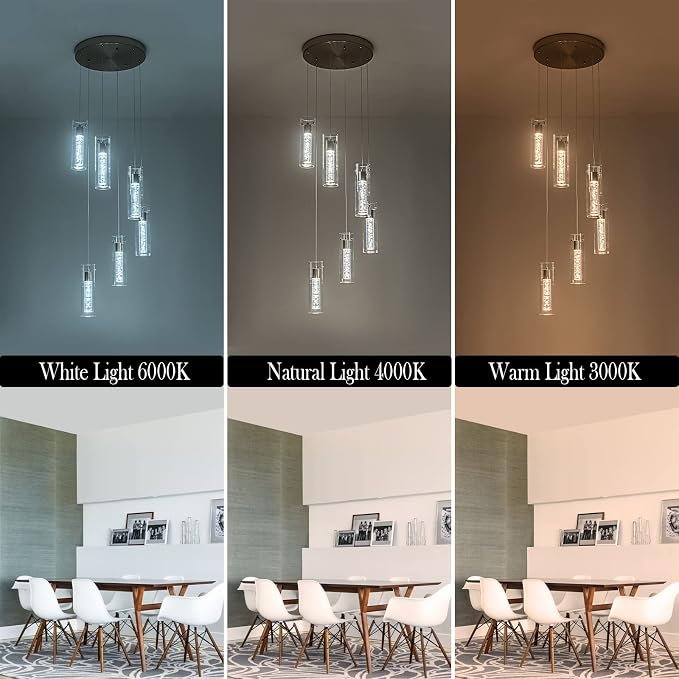 Pendant Lights Kitchen Island Brushed Nickel, Dimmable LED Pendant Light Fixtures with Remote, Modern Kitchen Pendant Lighting Over Island for Dining Room & Bar Counter 3000K-6000K - Image 5