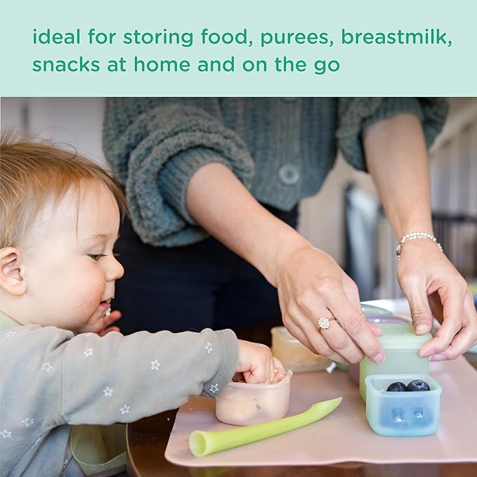 Olababy Clear Sense Silicone Storage Containers 4pk for Baby Food, Snacks, Formula, Puree, Sauce & More | Micro Plastic & BPA-Free | Daycare Essentials for Toddlers and Kids (Coral, 2 oz / 60 ml)