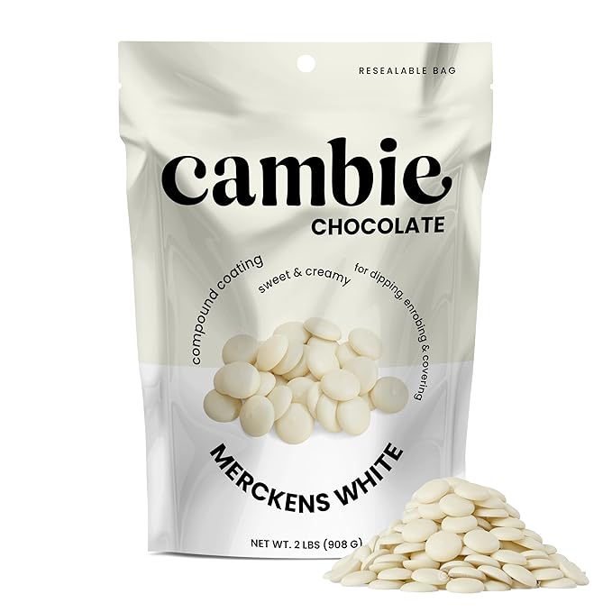 Merckens White Melting Chocolate - 2 Pounds of Premium Quality White Candy Melts to make Dubai Chocolate Bar, Cake Pops, Cocoa Bombs, & Homemade Desserts