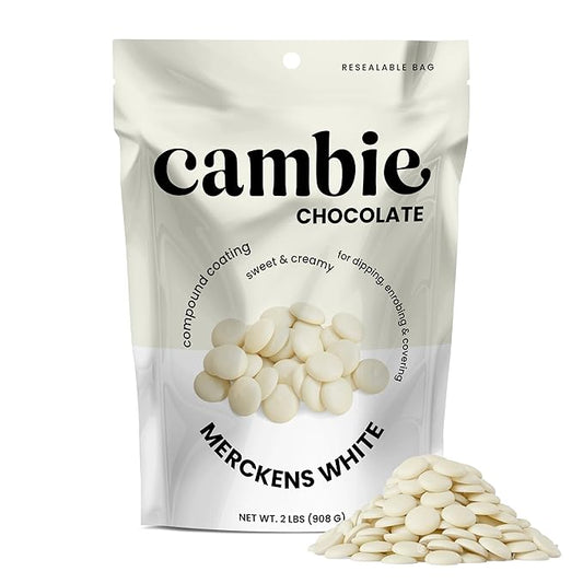 Merckens White Melting Chocolate - 2 Pounds of Premium Quality White Candy Melts to make Dubai Chocolate Bar, Cake Pops, Cocoa Bombs, & Homemade Desserts