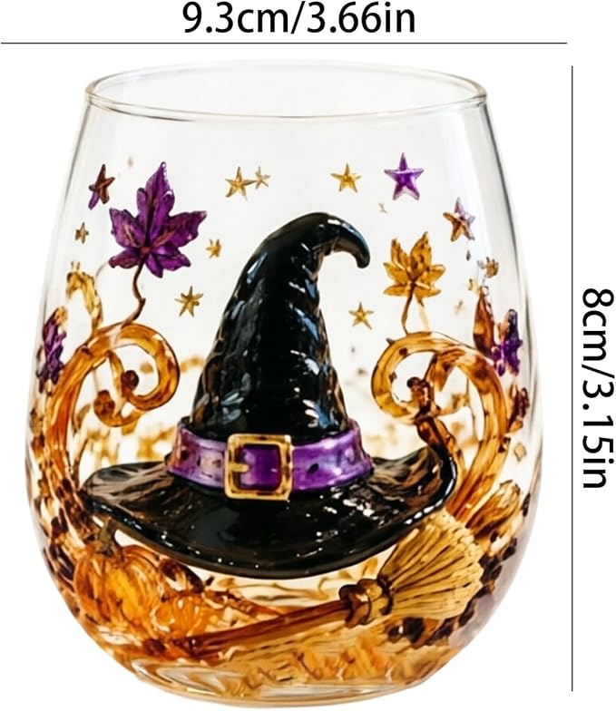 Halloween Themed 3D Inlay Glass Cup, Stemless Egg Shaped Clear Drinking Tumbler, Decorative Transparent Glassware for Home Bar, Farmhouse Halloween Party Table Decoration - Image 3