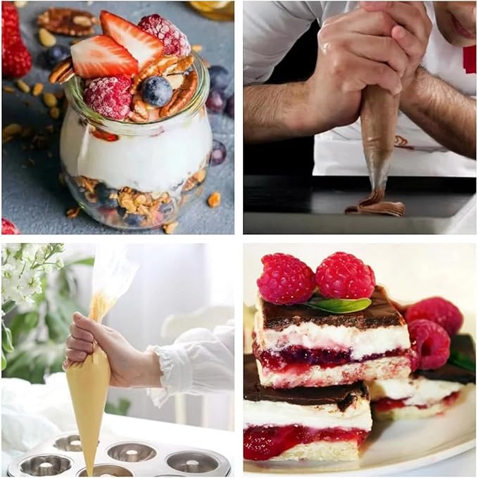 Large Piping Bags Disposable, 200 Pack 21 Inch Royal Icing Piping Bags, Thickened Clear Icing Piping Bags, Sac à pâtisserie jetable for Dessert, Cupcake, Pastry, Cake Decorating Supplies, XL