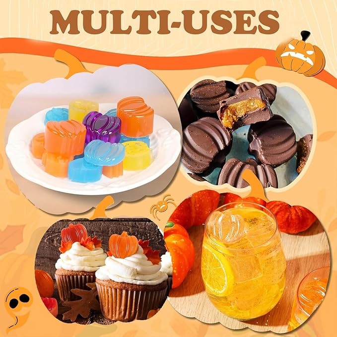 Pumpkin Chocolate Mold, 3 Pack Mini Pumpkin Silicone Chocolate Molds Autumn Candy Mold for Fall Baking Cake Decoration HalloweenThanksgiving Muffin Cake Soap Candle Cookies