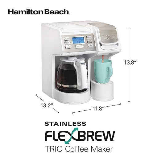 Hamilton Beach FlexBrew Trio 2-Way Coffee Maker, Compatible with K-Cup Pods or Grounds, Combo, Single Serve & Full 12 Cup Coffee Pot, White, Fast Brewing, Removeable Reservoir - Image 8