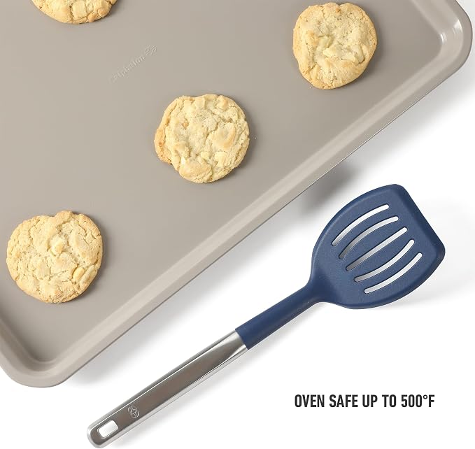 Calphalon Legacy 18 x 13 Inch PFA Free Nonstick Cookie Sheet Baking Pan in Taupe, Durable Heavy Gauge Steel Bakeware for Even Heating, Oven Safe Baking Tray for Cookies - Image 7