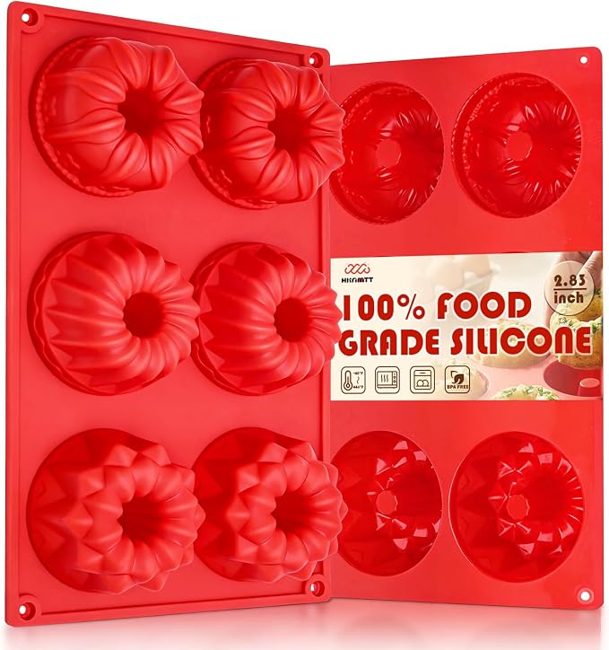 HKNMTT 2Pcs Mini Buntz Cake Pan 6-Cavity Non Stick Baking Molds 3 Shaped | Food-Grade & BPA Free Silicone, Oven Safe, for Baking Cakes, Jelly, Brownie by HKNMTT