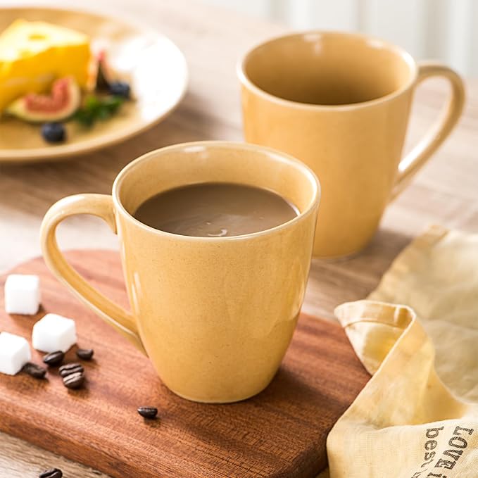 vicrays Coffee Mug Set, 12 Ounce, Set of 6, Ceramic Mug for Men, Women, Unique Glazed Mugs with Handle for Coffee, Tea, Milk, Cocoa, Cereal(Yellow) - Image 6