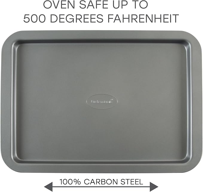 Small 15 x 10.7 Inch Nonstick Carbon Steel Baking Sheet Pan, Warp Resistant Oven Safe Cookie Tray, Non-Toxic Easy Clean Bakeware for Baking Cookies, Pastries & Roasting Veggies - Image 4