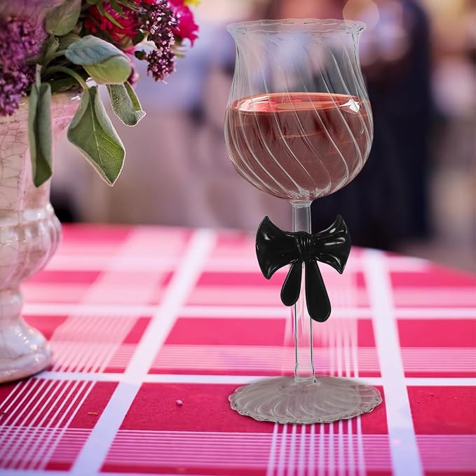 Glass Accent Collection Enhance to Goblet Glassware Celebration Elegant 300ml with Bow, Vintage Creative Preserve Wine Romantic Events Special Occasions - Image 7