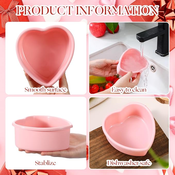 12 Pcs Mother's Day Heart Shaped Cake Pans Pink Red Silicone Mini Heart Cake Mold Nonstick Dessert Pan Chocolate Baking Tray Bakeware for Mother's Day Birthday Cupcake Muffin Tool(Pink,4'') - Image 3