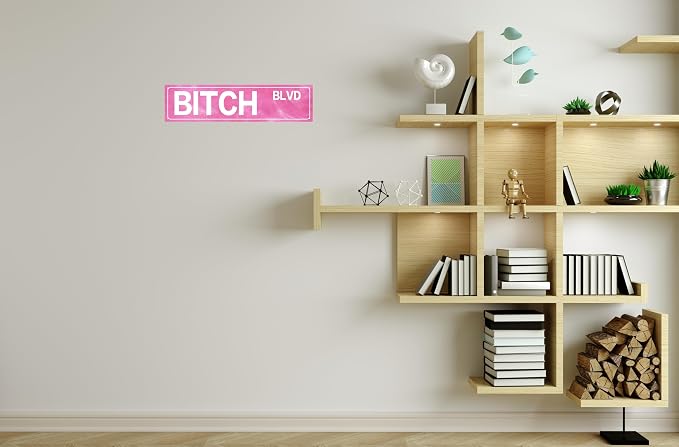 Retro Girl Pink Tin Metal Sign Bitch Blvd Bold Statement Wall Decor for Home Vintage Bar or Dorm Unique Gift Idea for Friends 4x16 in - Image 6