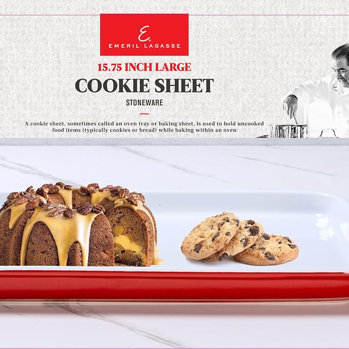 Emeril Lagasse 15.75 IN Large Baking Sheet – Stoneware Cookie Sheet & Baking Tray, Oven Safe Baking Trays for Oven - Image 3