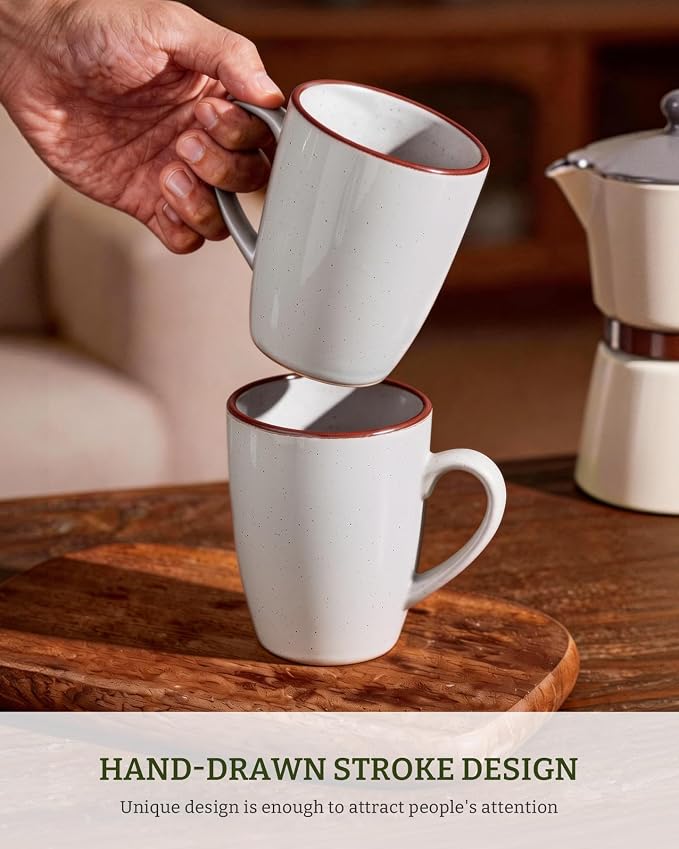 famiware Venus Coffee Mugs for 4, 13 oz Mug Set, Dringking Cup with Handle for Coffee, Tea, Cocoa, Milk, White - Image 3