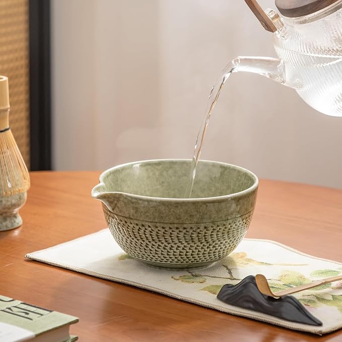 matcha whisk set Ceremony Accessory, Matcha Whisk, Traditional Scoop (Chashaku), Tea Spoon, Whisk Holder, 1 tea bowl, 1 tea siev, 7pcs matcha set.matcha green matcha kit