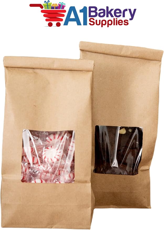 Kraft 1/2 Lb. Tin Tie Bakery Bag w/Square Window - 50 Pack by Premium Tin Ties - Image 5