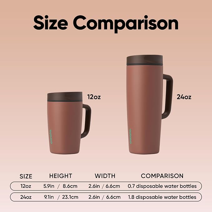 Owala SmoothSip Slider Stainless Steel Insulated Travel Mug with Handle, 100% Leak Proof, For Hot and Cold Drinks, Travel Friendly with Sliding Lock Lid, 24 oz, BPA Free, Leak Proof, Cozy Cocoa - Image 6