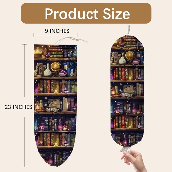 Magic Bookshelf Plastic Bag Holder Dispenser, Plastic Grocery Bag Organizer & Wall Mount Paper Trash Bags Saver Storage for Kitchen Home Pantry Decor, Kitchen Decor Shopping Bags Storage Dispenser - Image 2