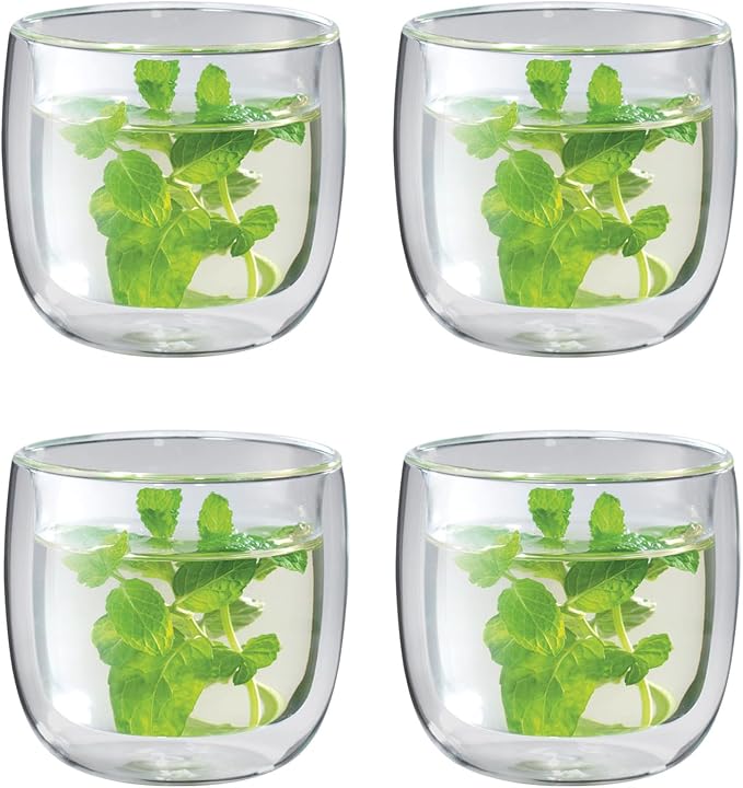 ZWILLING Sorrento 4 -pc Double-Wall Glass Tea Cup Set, 8.1-oz, 240ml by Zwilling