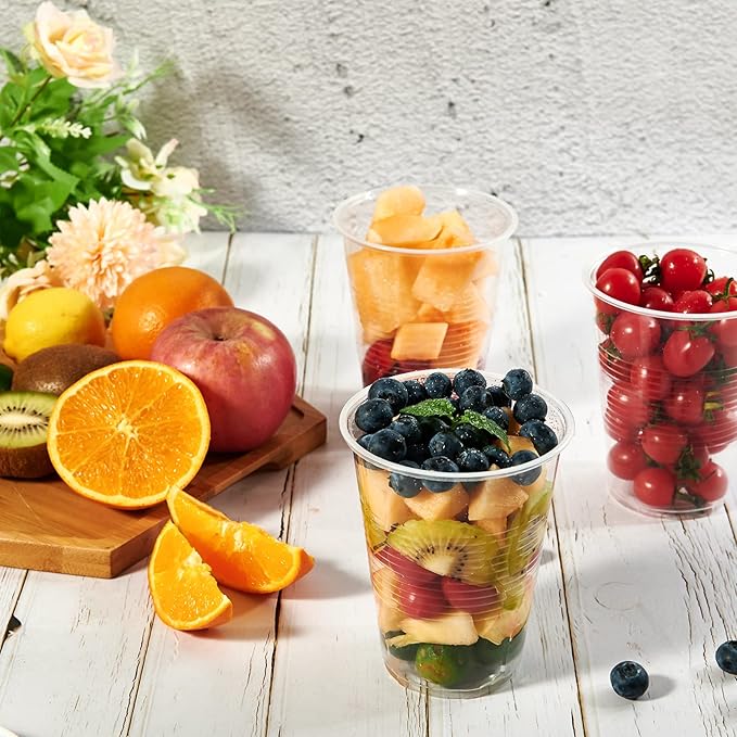Lilymicky 390 Pack 16 oz Clear Plastic Cups, Cold Disposable Plastic Drinking Cups for Parties, Picnic, BBQ, Travel, and Events