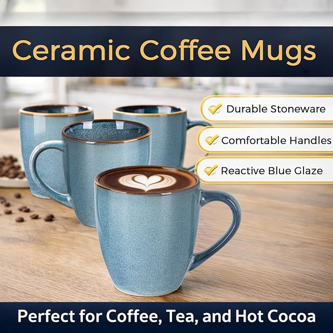 GBhome Ceramic Coffee Mugs Set of 6, 12oz Stoneware Coffee Mugs Set For Dad Mom Women MEN, Light Weight Ceramic Coffee Cups for Latte/Tea/Beer/Hot Cocoa, Dishwasher & Microwave Safe - Image 3