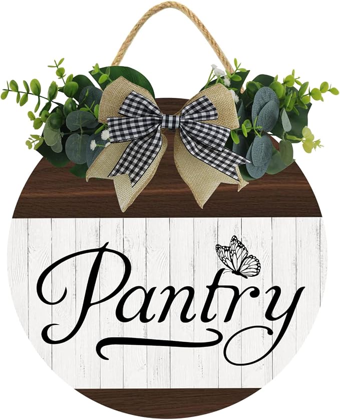 KPSheng Pantry Sign Pantry Wall Decor Farmhouse Pantry Sign Wooden Rustic Pantry Sign Retro Pantry Hanging Sign Wooden Art Printed Decor for Home Pantry Room Holiday Decoration 11in by KPSheng