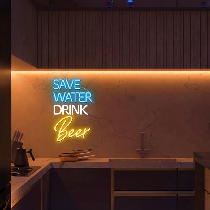 Kavaas Save Water Drink Beer Neon Sign, Neon Beer Signs for Man Cave, Home Bar, Pub, Wall Decor - Best Gifts for Beer Lovers, Birthday, Christmas - Image 9