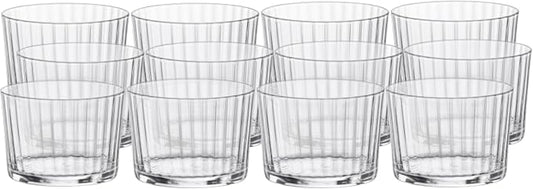 Bormioli Rocco Exclusiva Rum Tumblers, Set of 12-7.25 Oz. Ribbed Drinking Glasses with Crystal Star Glass & XLT Treatment, Made in Italy - Durable Cocktail Tumblers for Daily Use, Dishwasher Safe by Bormioli+Rocco