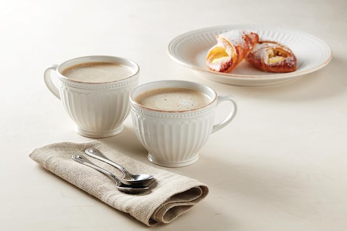 Lenox French Perle Groove 2-Piece Latte Mug Set, 2.30 LB, White - Image 4