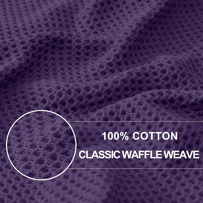 Homaxy 100% Cotton Waffle Weave Kitchen Dish Cloths 18-Pack, Eggplant | 12 x 12 Inches, Ultra Soft Absorbent Dish Towels, Quick Drying Dish Rags with Hanging Loop - Image 2