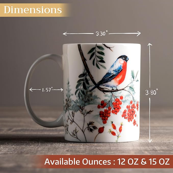 Maison d' Hermine Coffee Mug with Handles Tea Cups (15 Ounce, Pack of 2) | Fine Bone China Coffee Mugs for Hot Beverages Cappuccino Latte Home Restaurant Hotel Spring Summer -Morzine - Image 4