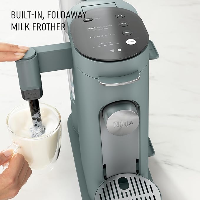 Ninja Pods & Grounds Coffee Maker, K-Cup Compatible, Sage Green, PB051SG | Built-In Milk Frother, 6-oz. Cup to 24-oz. Travel Mug Sizes, Iced Coffee Maker, 1550 watts - Image 4