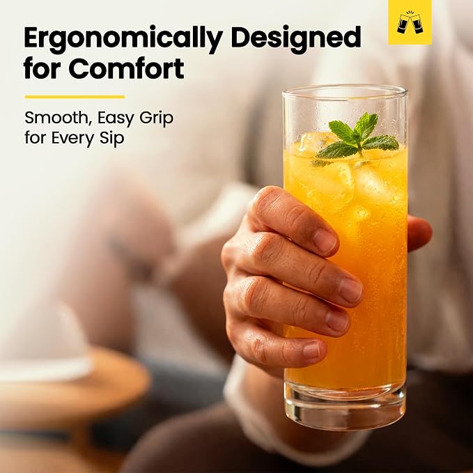 LEMONSODA Premium Highball 12oz/15oz Glass Sets - Elegant Tom Collins Glasses - Tall Water Drinking Glasses - Bar Glassware for Mojito, Whiskey, Cocktail (12oz, Set of 48) - Image 8