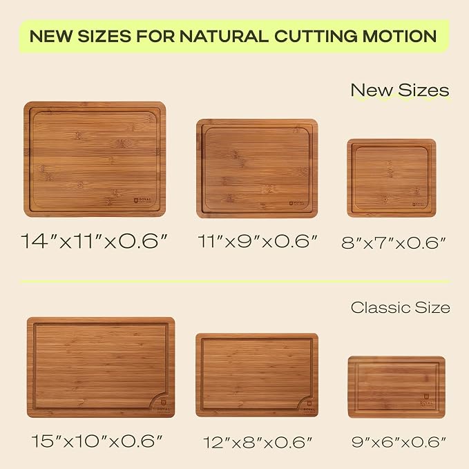 ROYAL CRAFT WOOD Wooden Cutting Boards for Kitchen Meal Prep & Serving - Bamboo Non Toxic Cutting Board Set with Deep Juice Groove Side Handles - Charcuterie & Chopping Butcher Block for Meat (3 Pcs) - Image 2