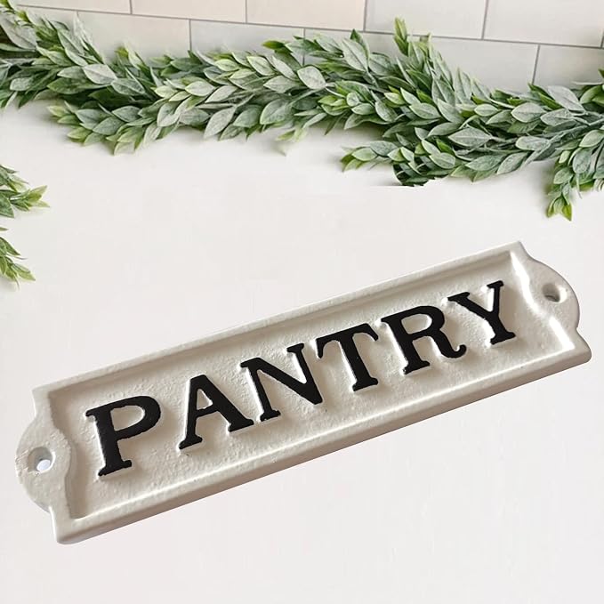 Farmhouse Decor Metal Pantry Signs - Cast Iron Door Room Plaques with "Pantry" - Image 2