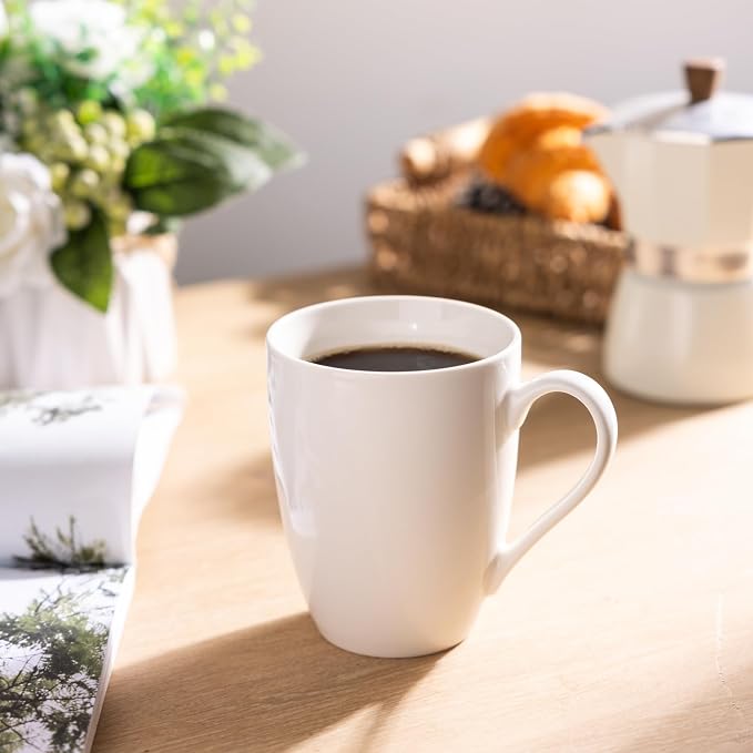 GBhome 12 oz Coffee Mugs Set of 6, Off White Mugs with Large Handle for Man, Woman, Dad, Mom, Light Weight Coffee Mugs for Latte/Cappuccino/Cocoa/Milk, Dishwasher & Microwave Safe - Image 6