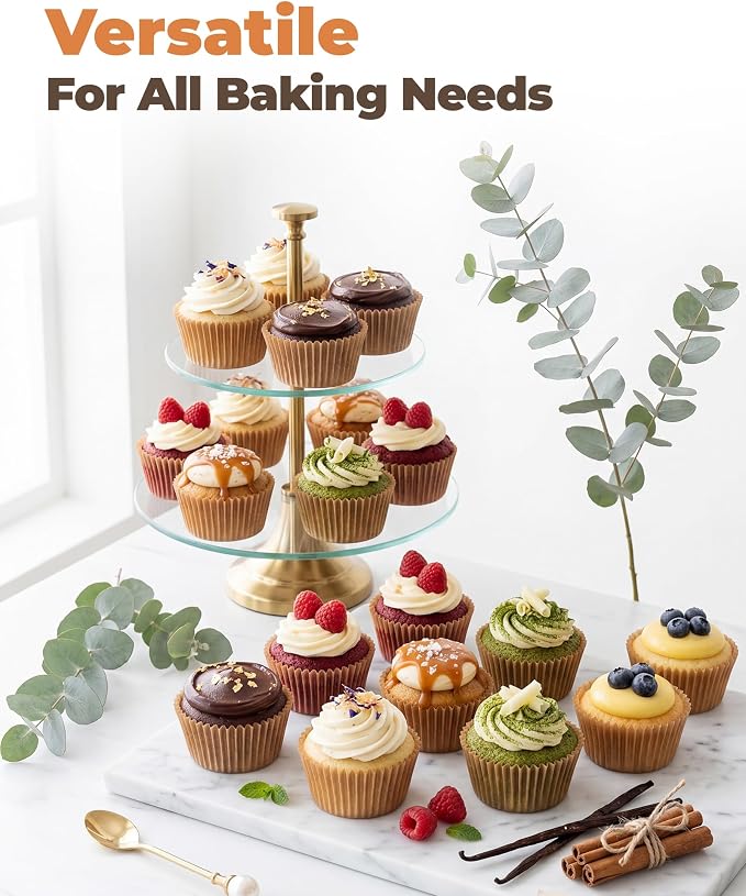 Bake Choice 200pcs Standard Cupcake Liners for Baking, Muffin Liners | Non-stick, Natural, Food-grade, Greaseproof Parchment , Cupcake Wrapper for Party, Christmas, Gift - Image 7